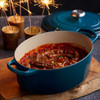 Deep Teal Le Creuset Signature Cast Iron Oval Casserole 35cm Lifestyle