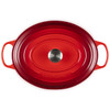 Cerise Le Creuset Signature Cast Iron Oval Casserole 35cm Interior Top View