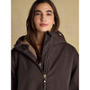 Chocolate  Joules Womens Coverall Oversized Fleece Lined Waterproof Coat On Model Detail