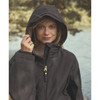 Chocolate  Joules Womens Coverall Oversized Fleece Lined Waterproof Coat Lifestyle Hood Detail