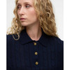 Navy Barbour Womens Evie Knitted Jumper Collar