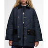 Navy/Dress Tartan Barbour Womens Aldburgh Quilted Jacket Placket