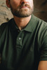 Albert and Maurice Mens Classic Pique Polo Shirt Military Green close up