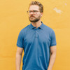 Albert and Maurice Mens Classic Pique Polo Shirt Indigo Blue lifestyle 