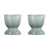 Le Creuset Stoneware Set of 2 Egg Cups La Jardin Collection front seasalt view