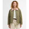 Bleached Olive/Ancient/Gardenia Barbour Womens Icons Cropped Liddlesdale Quilted Jacket front