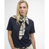 Dress Indigo Tartan Barbour Kinsale Head/Neck Scarf on model