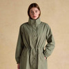 Khaki Green Joules Womens Hensley Longline Waterproof Coat On Model Detail