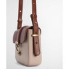 Pebbled Pink/Brown Barbour Mini Rosa Leather Crossbody Bag straps
