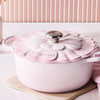 Shell pink Le Creuset 26cm Cast Iron Petal Casserole Lifestyle