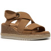 Tan Nubuck Clarks Womens Kidiki Sun Wedge Sandals