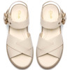 Cream Leather Clarks Womens Orinoco3 Cross Sandals Top View