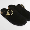 Black Suede Barbour Kyra Closed Toe Sandal buckle