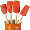 Le Creuset Stoneware Utensil Jar and Set of 4 Spatulas close up