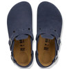New Navy Birkenstock Tokio Suede Leather Backstrap Clogs Side View Top View