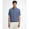 Denim Barbour Mens Muston Linen Blend Knitted Polo Shirt Front