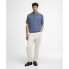 Denim Barbour Mens Muston Linen Blend Knitted Polo Shirt On Model