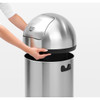 Matt Steel Brabantia Push Bin 60 Litre Lid Detail