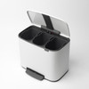 White Brabantia Bo Pedal Bin 3 x 11 Litre Interior