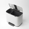 White Brabantia Bo Pedal Bin 11 + 23 Litre Interior