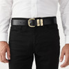 Black R.M. Williams Mens 3 Piece Work Belt Brass Buckle Lifestyle