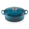 Le Creuset 27cm Cast Iron Oval Casserole Dish Deep Teal