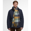Forest/Bronze Brown Barbour Unisex Large Tattersall Scarf On Model
