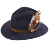 Navy Alan Paine Unisex Richmond Single Feather Felt Hat
