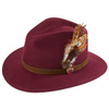 Wine Alan Paine Unisex Richmond Single Feather Felt Hat