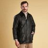 Olive Barbour Mens Beaufort Wax Jacket On Model