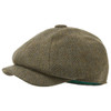 Loden Green Herringbone Wide Tweed Schoffel Mens Newsboy Cap