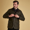 Olive Barbour Mens Lutz Wax Jacket On Model
