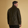 Olive Barbour Mens Lutz Wax Jacket On Model Back