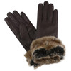 Dark Brown Barbour Womens Fur Trimmed Leather Gloves