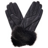 Black  Barbour Womens Fur Trimmed Leather Gloves Black  Barbour Womens Fur Trimmed Leather Gloves