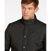 Black Barbour Mens Powell Quilted Jacket Lifestyle Detail
