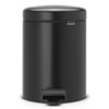 Matt Black Brabantia newIcon Pedal Bin 5 Litre Plastic Bucket