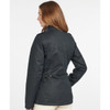 Navy Barbour Winter Defence Wax Jacket On Model Rear
