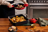 Le Creuset Roast Potatoes with Confit Garlic