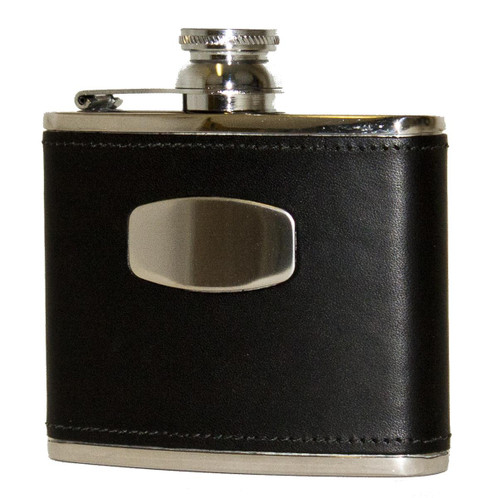 Black Bisley Leather Flask 4oz 