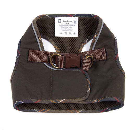 Olive/Classic Barbour Wax Step In Dog Harness
