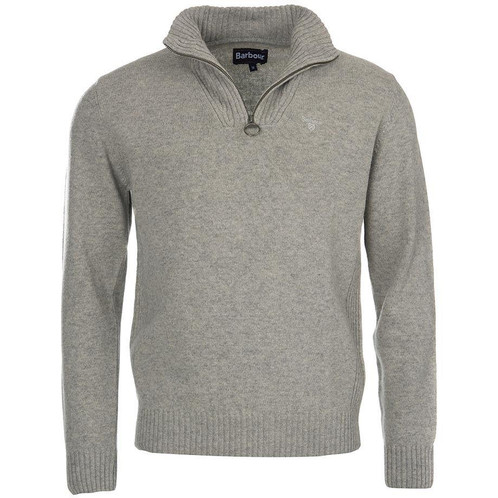 Light Grey Marl Barbour Mens Essential Lambswool Half Zip Sweater