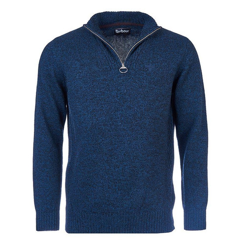 Navy Mix Barbour Mens Essential Lambswool Half Zip Sweater