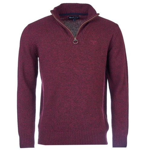 Merlot Barbour Mens Essential Lambswool Half Zip Sweater