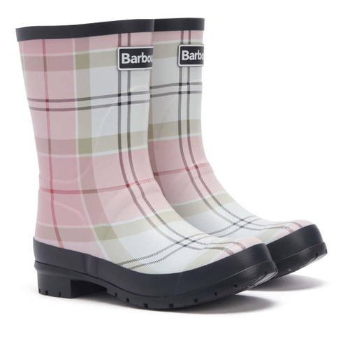 Cherry Blossom Tartan Barbour Womens Banbury Wellington Boots