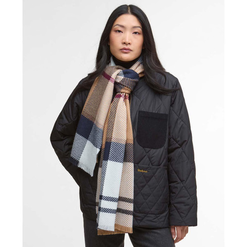 Hessian Tartan Barbour Womens Blair Tartan Scarf On Model