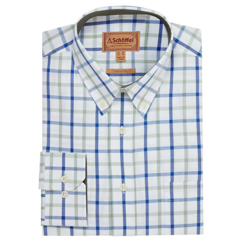 Blue/Green Check Schoffel Mens Brancaster Shirt