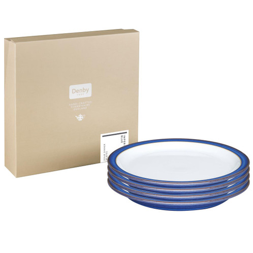 Denby Imperial Blue 4 Piece Dinner Plate Set