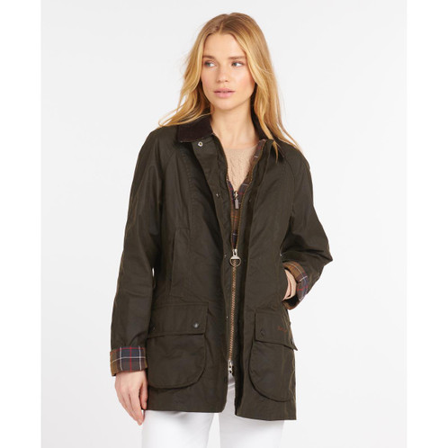 Olive Barbour Womens Classic Beadnell Wax Jacket Lifestyle