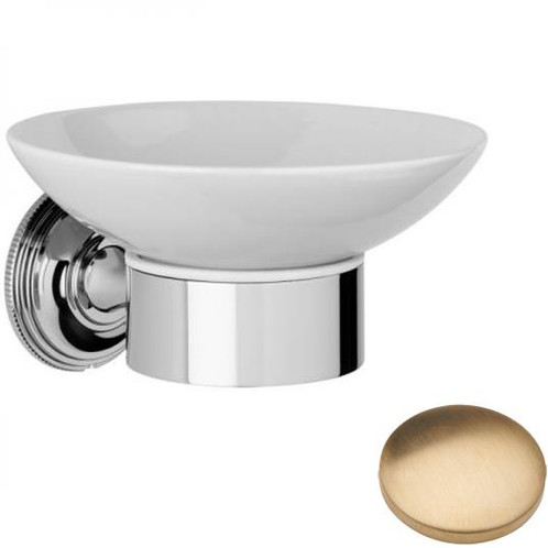 Brushed Gold Unlacquered Samuel Heath Style Moderne Soap Holder White Ceramic N6634W